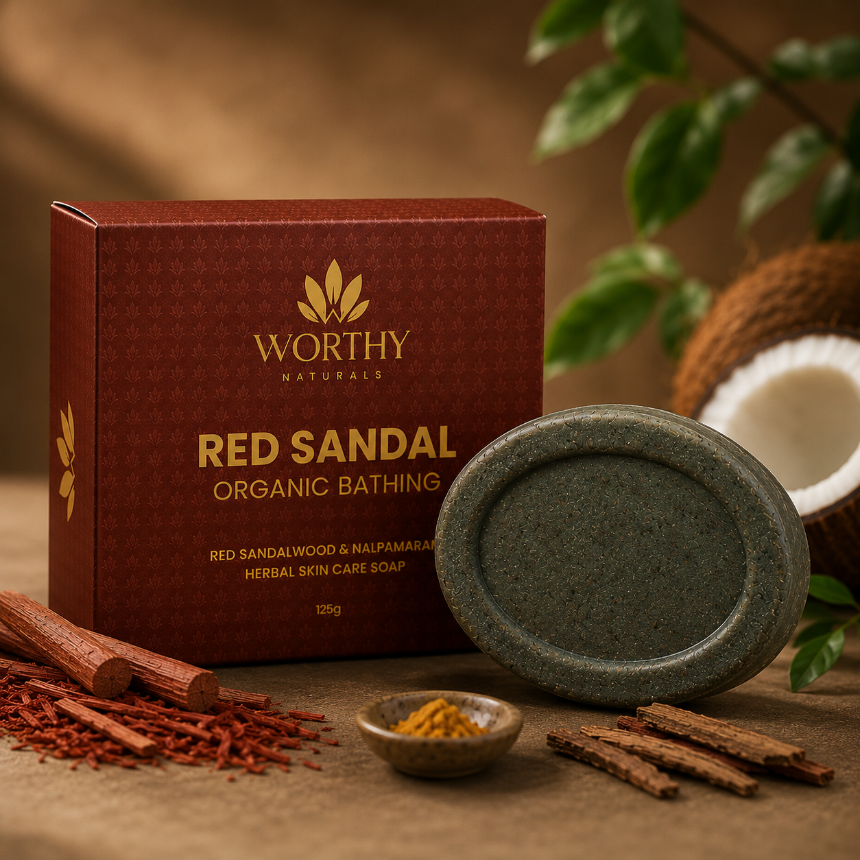 Red Sandalwood Soap for Tan Removal | Herbal Soap | Worthy Naturals